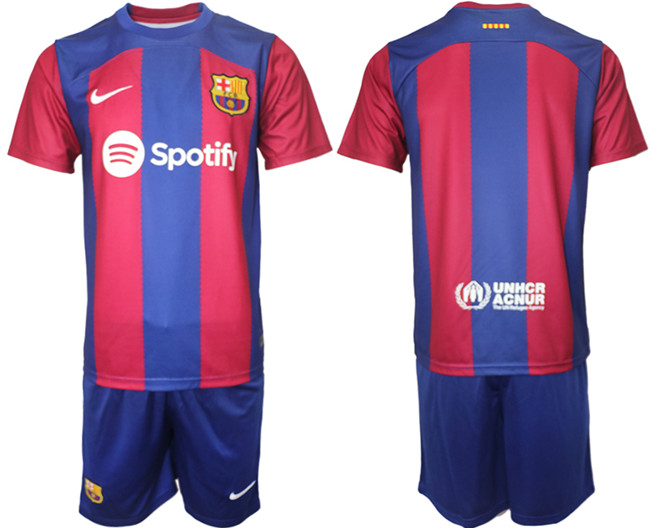Men's Blue/Red Barcelona Custom 2023/24 Home Soccer Jersey Suit